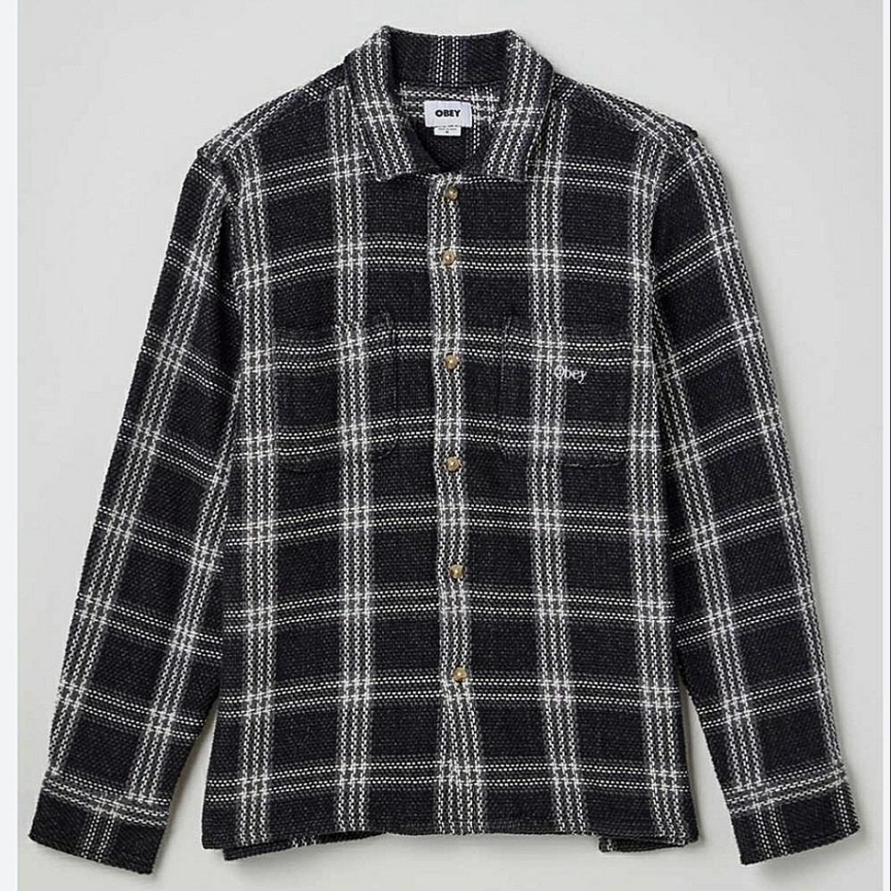 💥B2G1 FREE OBEY Wes Woven Shirt in Black Multi, Retail $115, SIZE S & M
